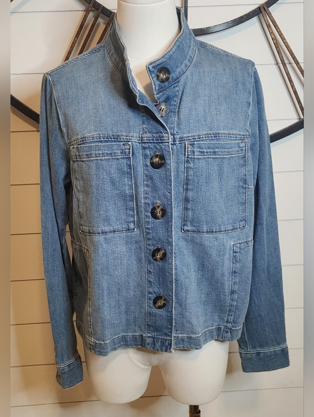 J. Jill Medium-Wash Denim Utility Jacket - Size S